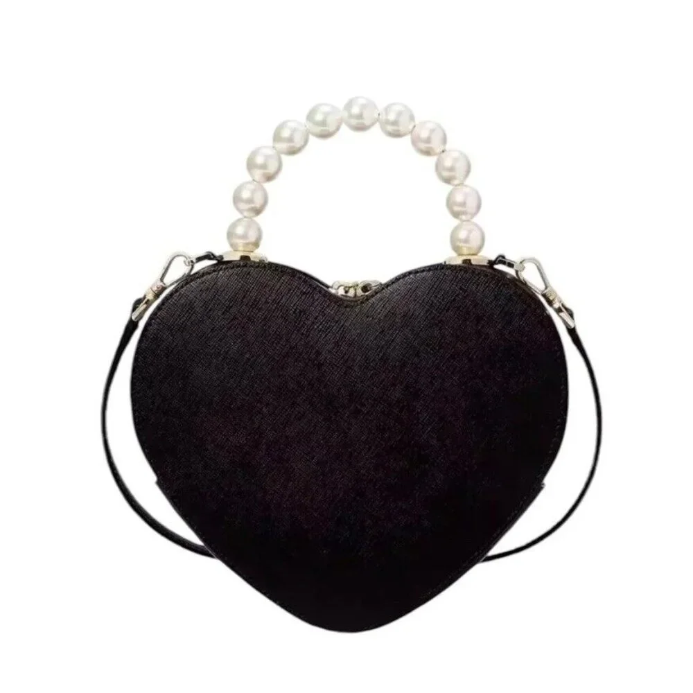 NWT Kate Spade KF516 Love Shack Heart Pearl Crossbody Purse Black Leather $389 - Picture 4 of 7